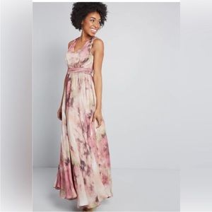 Modcloth Silky Watercolor Gown / M